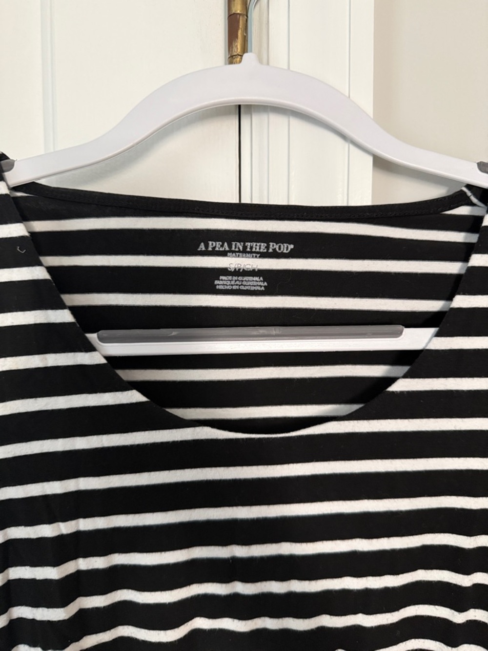 A Pea in the Pod Black and White Striped Maternity Tee